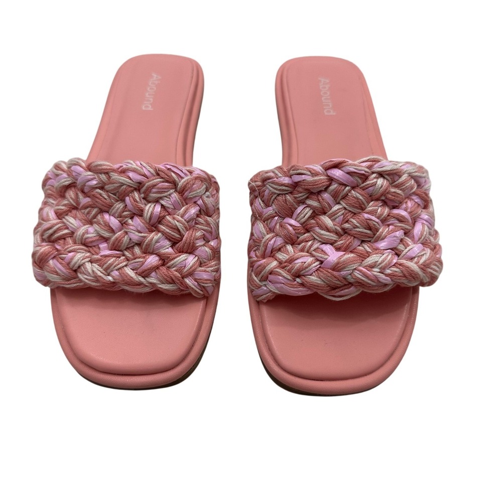 Abound Aballyn Pink Braided Slide Sandals Womens Size 6M Square Toe Flat ABALLYN